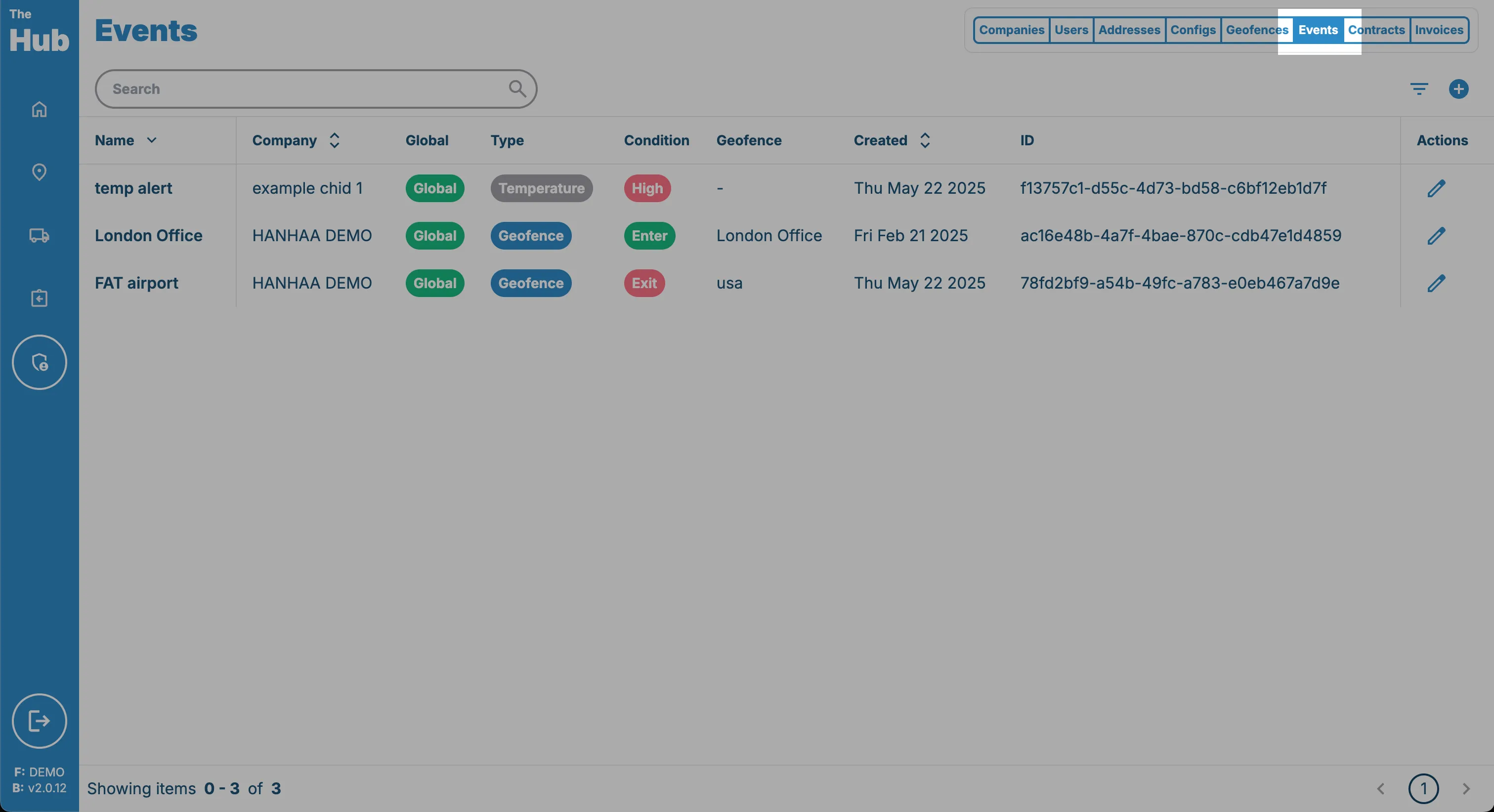 Events toolbar button