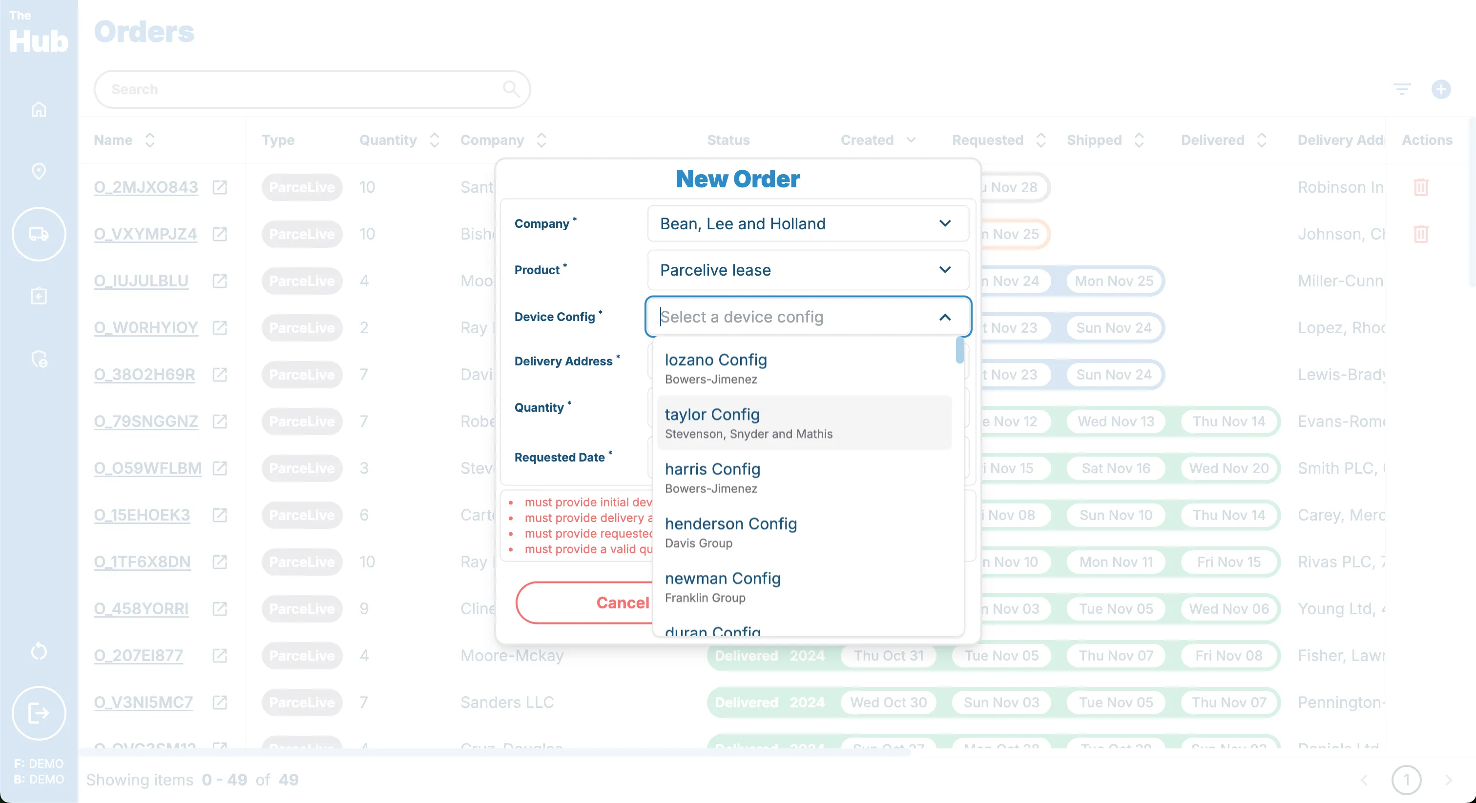 Select device config